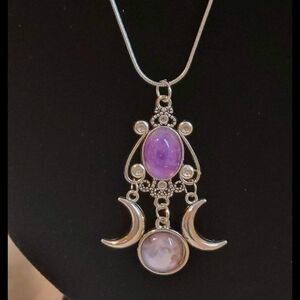 Silver and Amethyst Celestial Necklace